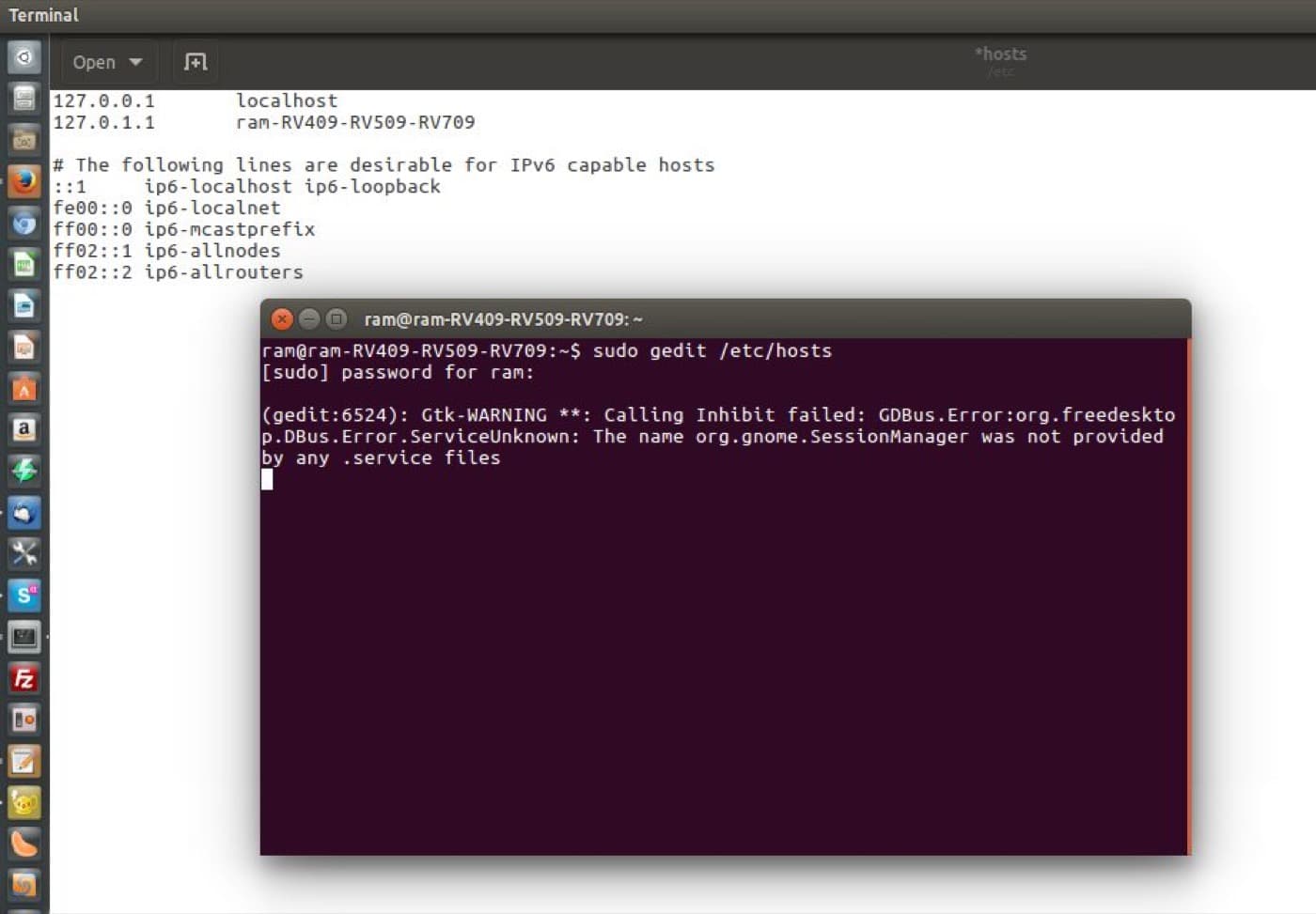 How to edit host file in Ubuntu